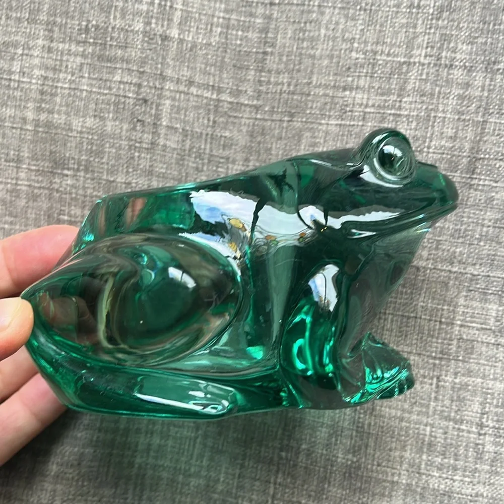 Vintage Green Frog Glass Votive Candle Holder Cute 90's